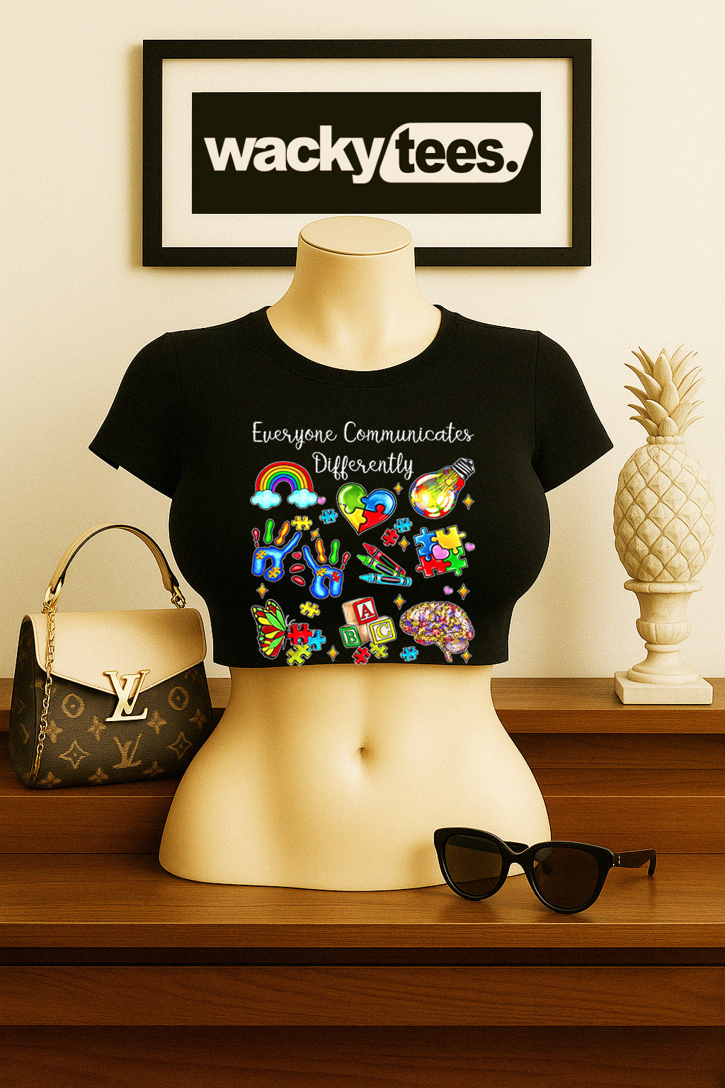 Everyone Communicates Differently Autism Awareness Graphic Tee Shirt