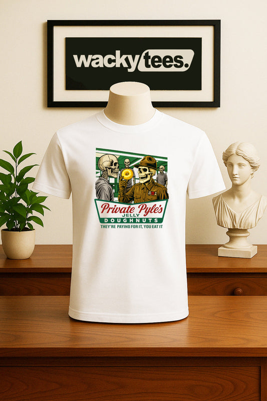 Private Gomer Pyles Jelly Doughnuts Full Metal Jacket  80s White Graphic Tee Shirt